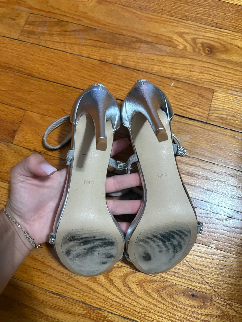 Steve Madden Silver Crystal-Strap High Heel Sandals